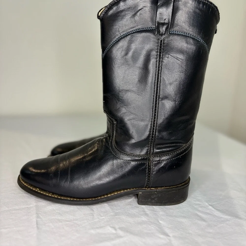 Vintage Leather Black Western Boots - Picture 3 of 7
